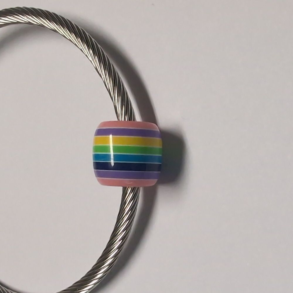 Multicolor Striped Charm for Pandora Style Bracelet‎
